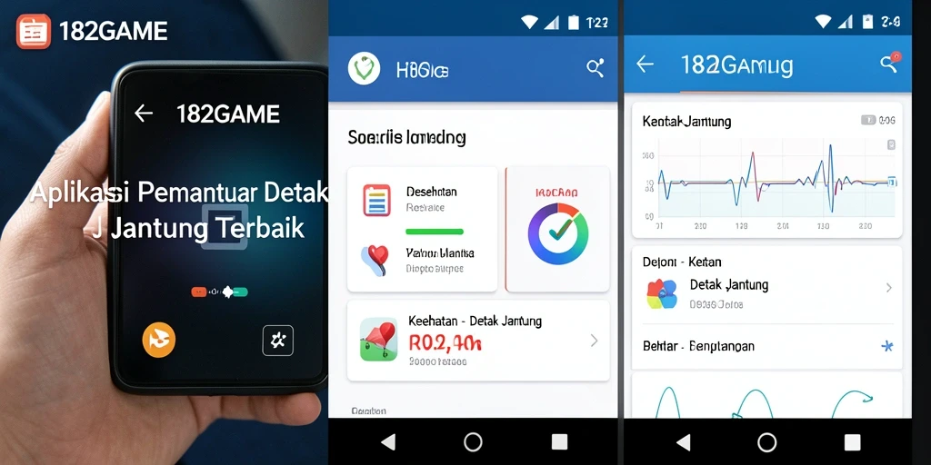 Antarmuka aplikasi 182GAME menampilkan fitur pemantauan detak jantung secara real-time.