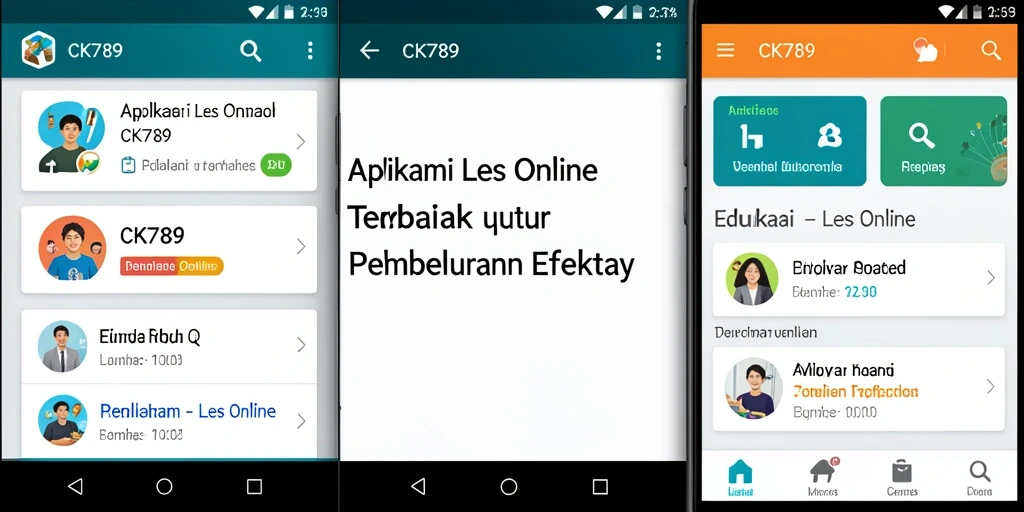 Screenshot utama CK789 menampilkan antarmuka pengguna Les Online yang interaktif.