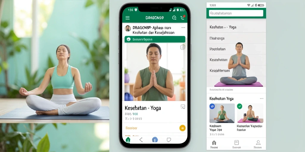 Antarmuka pengguna DRAGON99 yang menawan dan fungsional untuk latihan yoga.