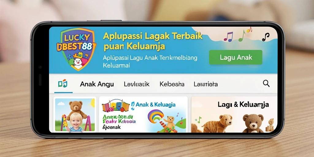 Antarmuka aplikasi LUCKYBEST88 dengan pilihan lagu anak yang menarik.